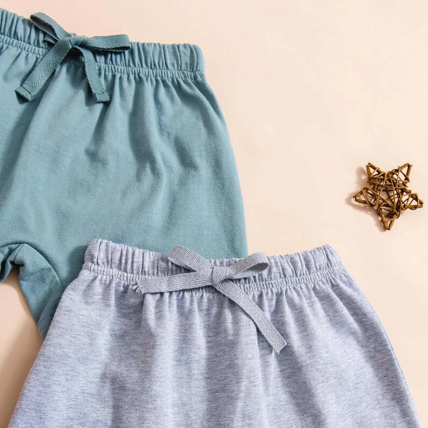 3 Pack Baby Boy Shorts Solid Cotton Short with Drawstring Casual Summer Bottoms Pants