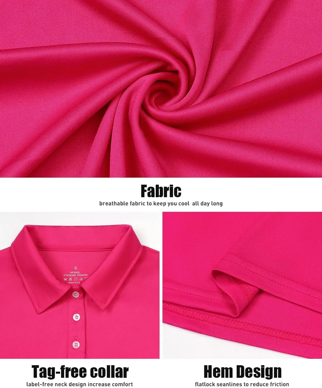 3-Pack Women's Short-Sleeve Sport Polo Shirts Quick Dry Moisture-Wicking Activewear Polos Tops for Work