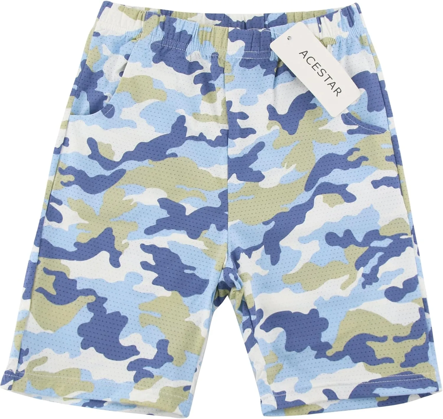 ACESTAR Boys Camouflage Athletic Shorts - Quick Dry Active Youth Printed Camo Core Mesh Sport Shorts with Pockets