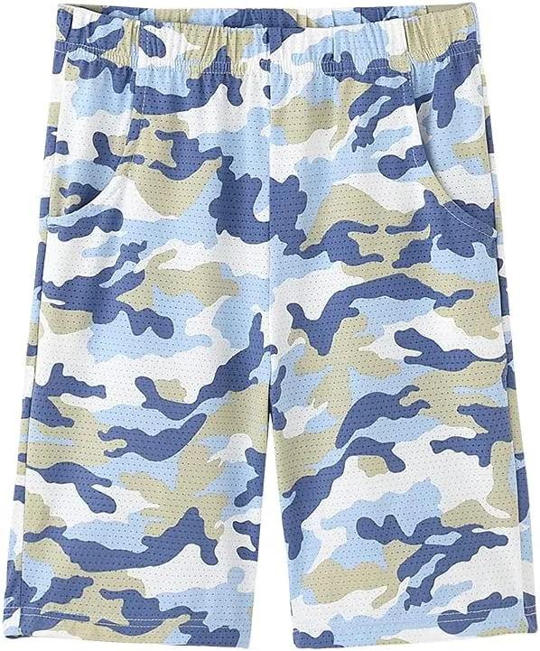 ACESTAR Boys Camouflage Athletic Shorts - Quick Dry Active Youth Printed Camo Core Mesh Sport Shorts with Pockets