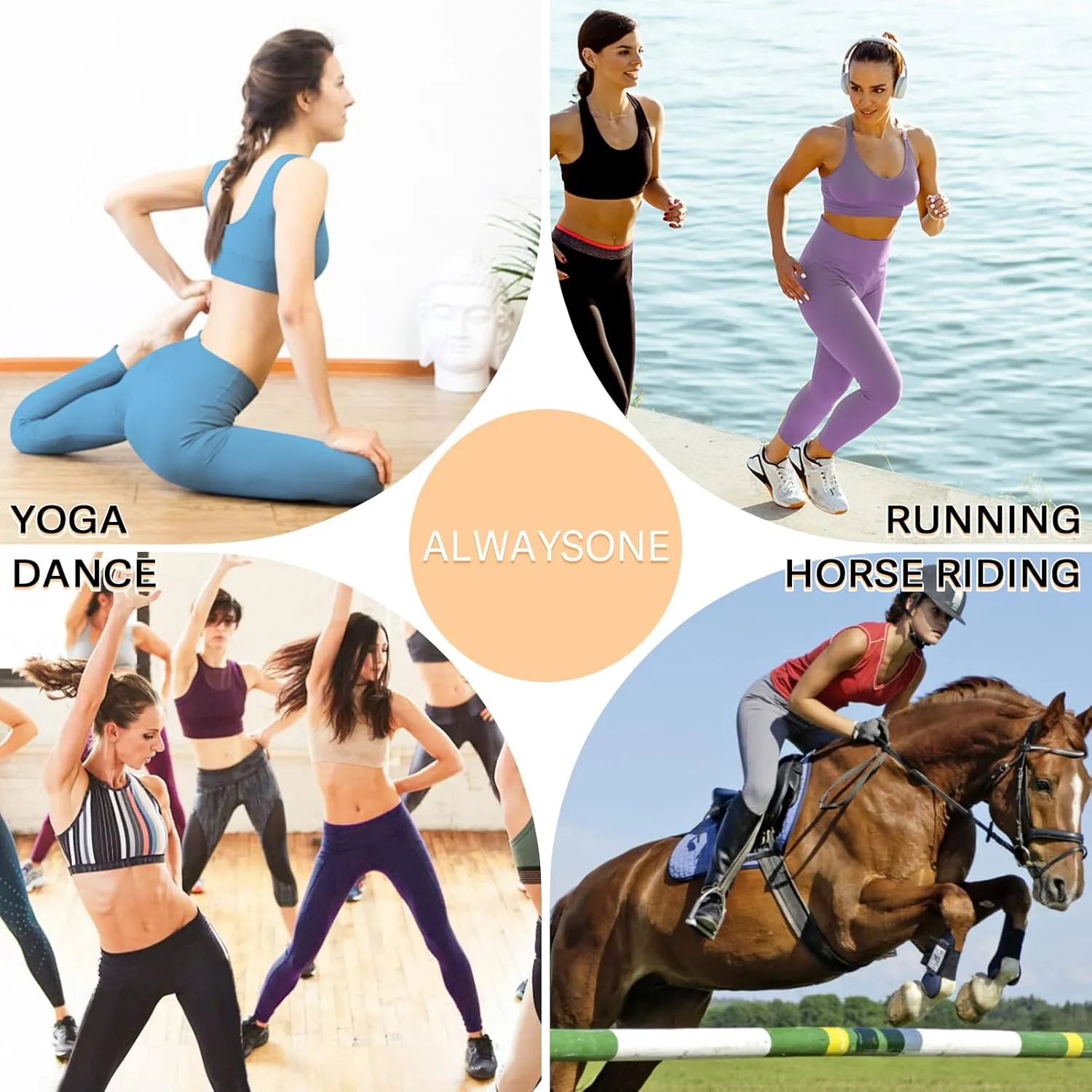 ALWAYSONE Yoga Leggings for Women High Waisted Tummy Control Yoga Pants Workout Leggings with Pockets Athletic Sports Gym