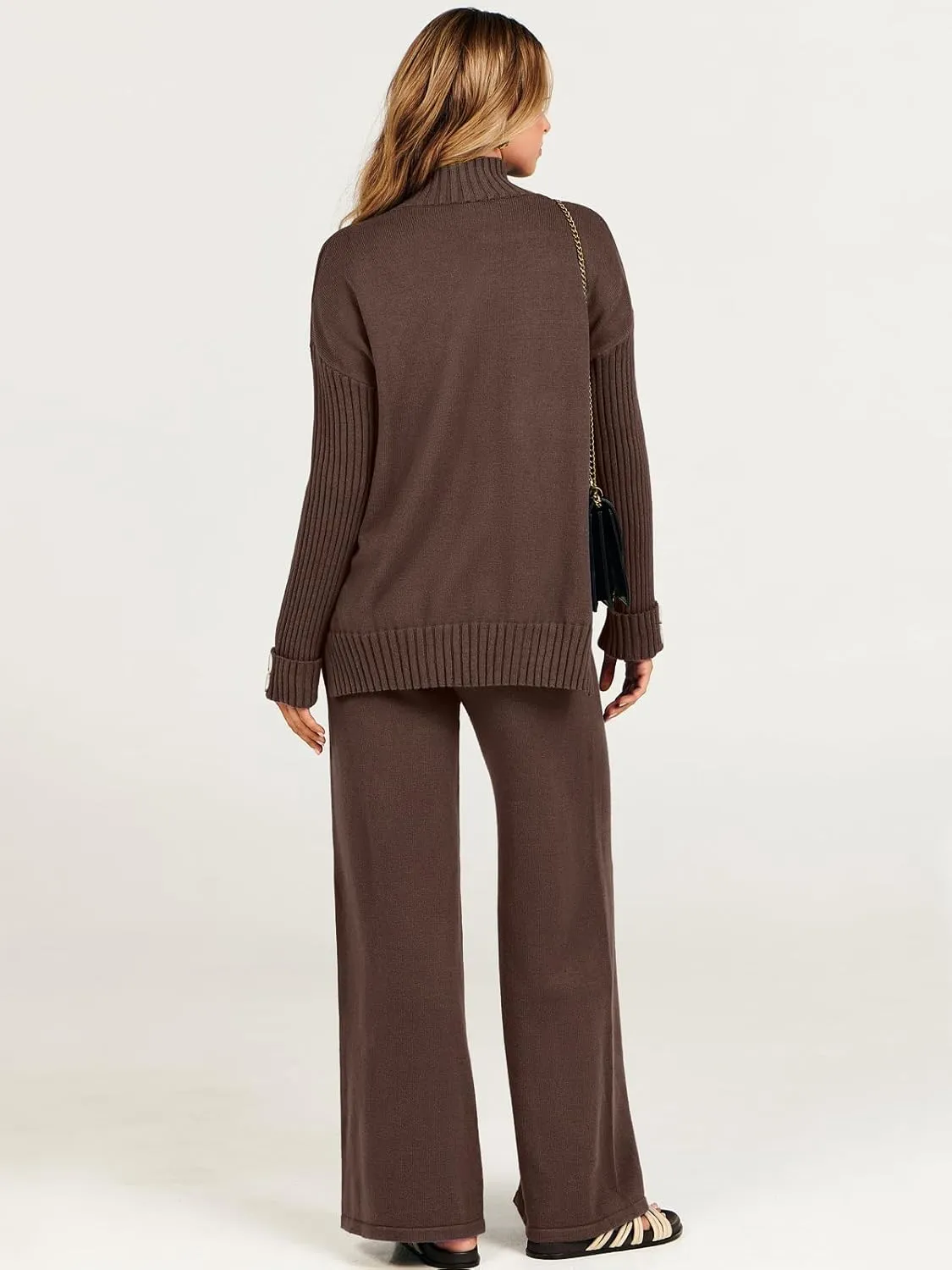 ANRABESS Women's 2 Piece Outfit Sweater Lounge Sets Long Sleeve Knit Pullover Wide Leg Pant Tracksuit Loungewear 2024 Fashion