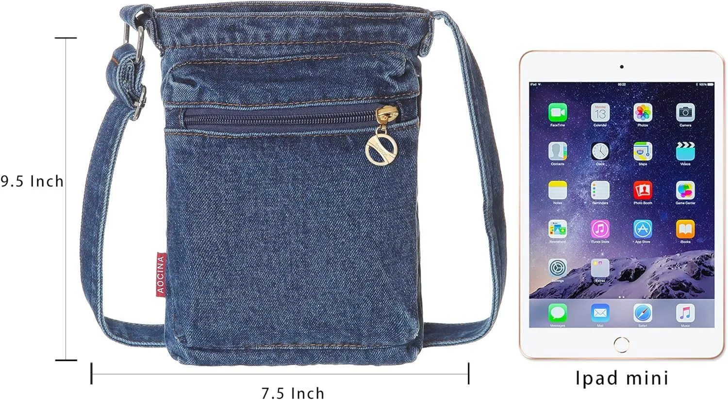 AOCINA Small Denim Purse Blue Jean Purse Shoulder Bag Denim Crossbody Bags for Women