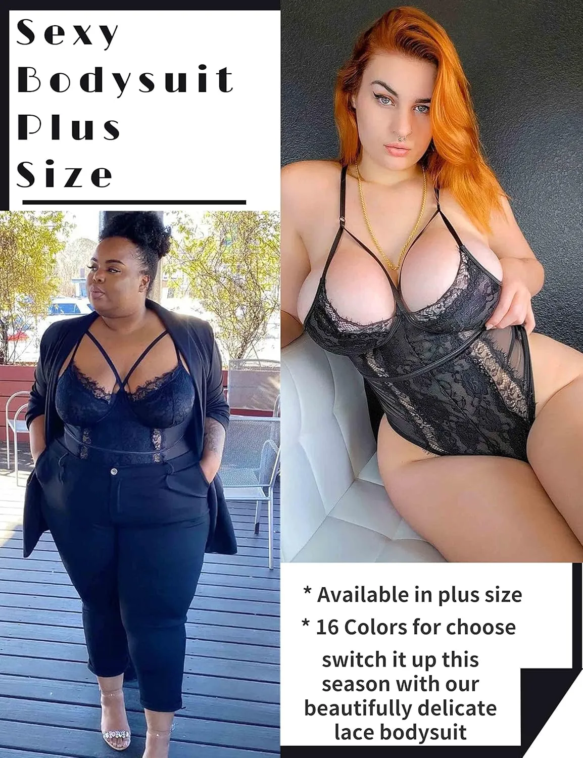 Aranmei Lingerie for Women Eyelash Lace Strappy Sexy Teddy Babydoll Lingerie with Snap Crotch