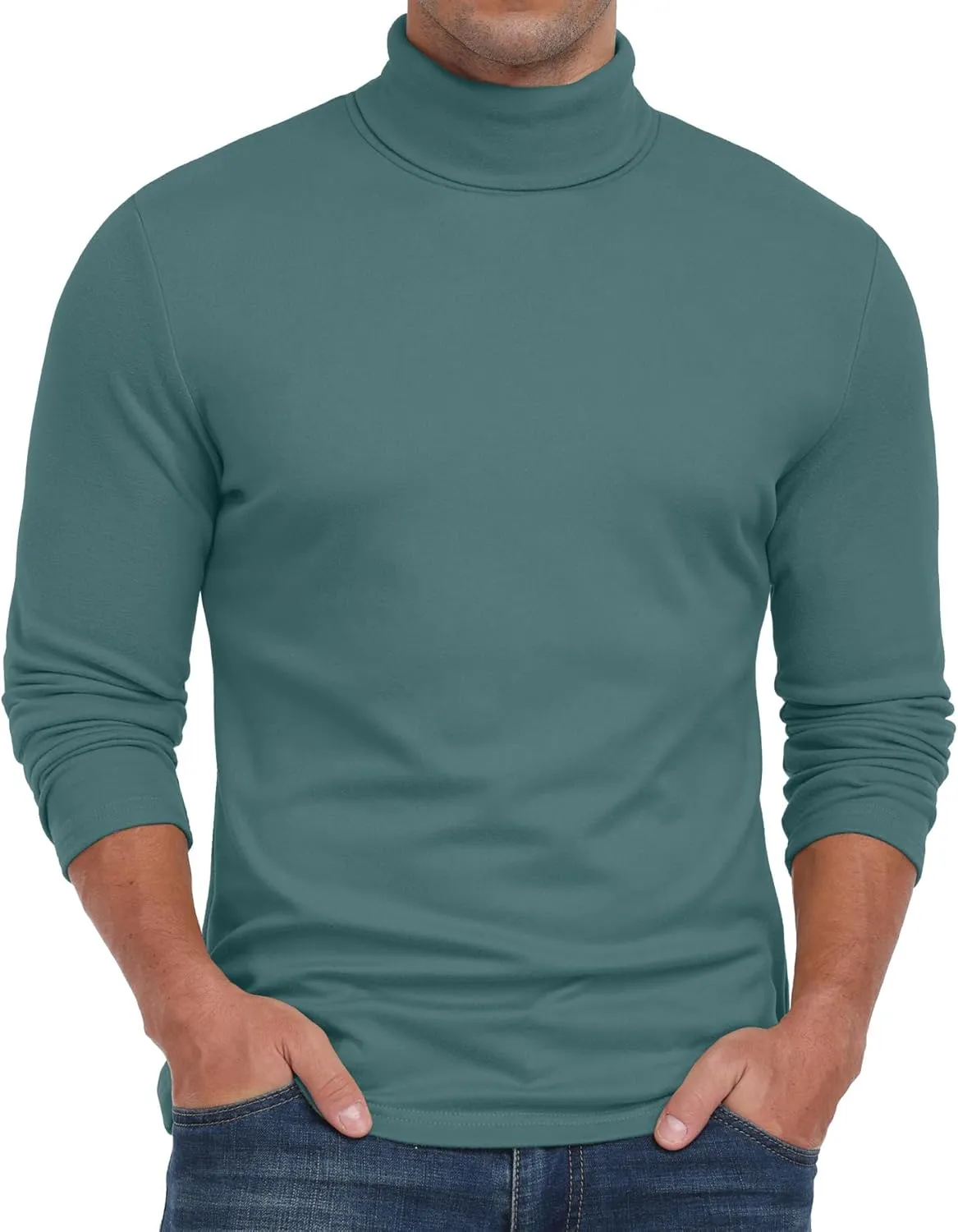 Askdeer Men's Turtleneck Long Sleeve Shirts Thermal Underwear Tops Basic Pullover Sweater Tees