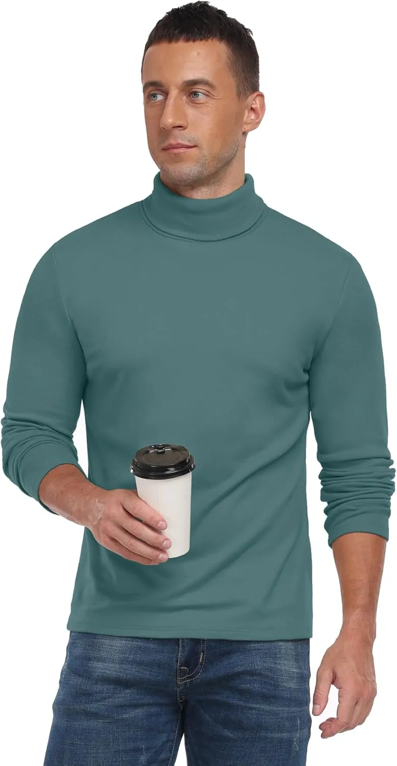 Askdeer Men's Turtleneck Long Sleeve Shirts Thermal Underwear Tops Basic Pullover Sweater Tees
