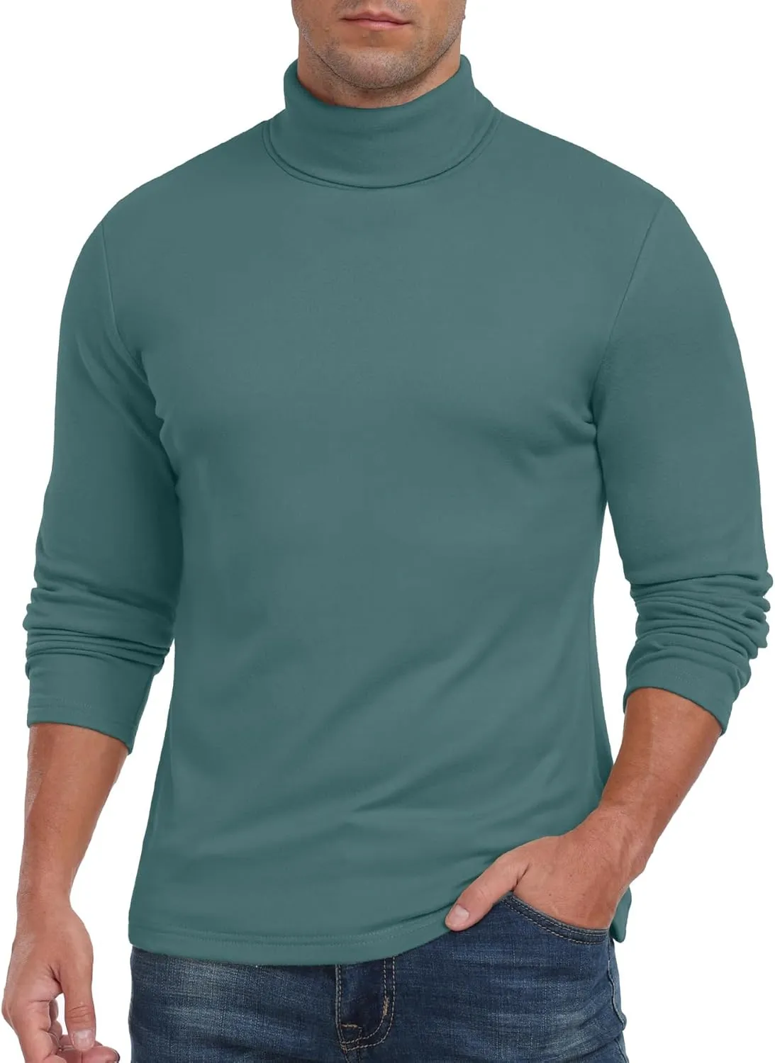 Askdeer Men's Turtleneck Long Sleeve Shirts Thermal Underwear Tops Basic Pullover Sweater Tees