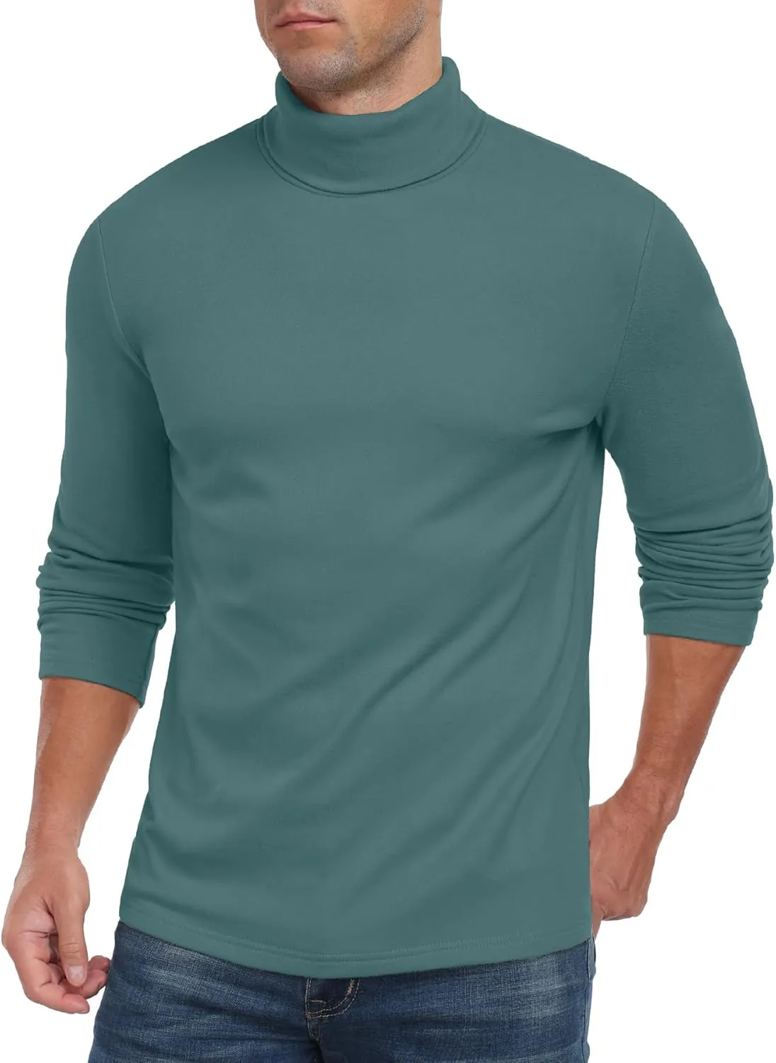 Askdeer Men's Turtleneck Long Sleeve Shirts Thermal Underwear Tops Basic Pullover Sweater Tees