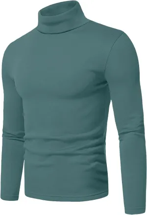 Askdeer Men's Turtleneck Long Sleeve Shirts Thermal Underwear Tops Basic Pullover Sweater Tees