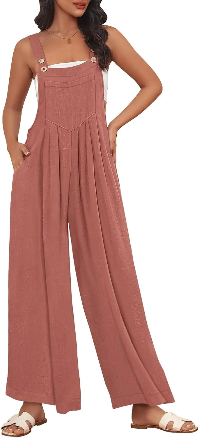 AUTOMET Womens Beach Vacation Outfits Jumpsuits Overalls Wide Leg Casual Summer Spring Outfits Rompers Trendy Jumpers