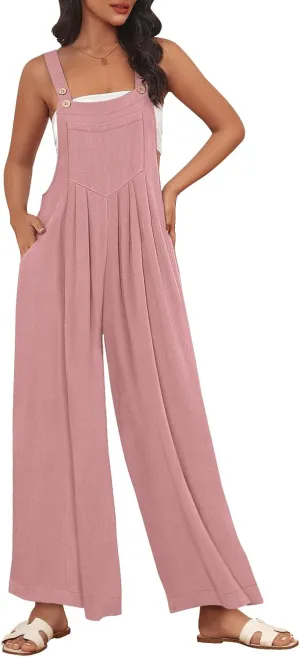 AUTOMET Womens Beach Vacation Outfits Jumpsuits Overalls Wide Leg Casual Summer Spring Outfits Rompers Trendy Jumpers