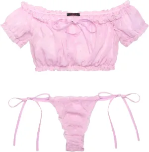 Avidlove Bra and Panty Set Ruffle Lingerie Set Mesh Babydoll Chemise