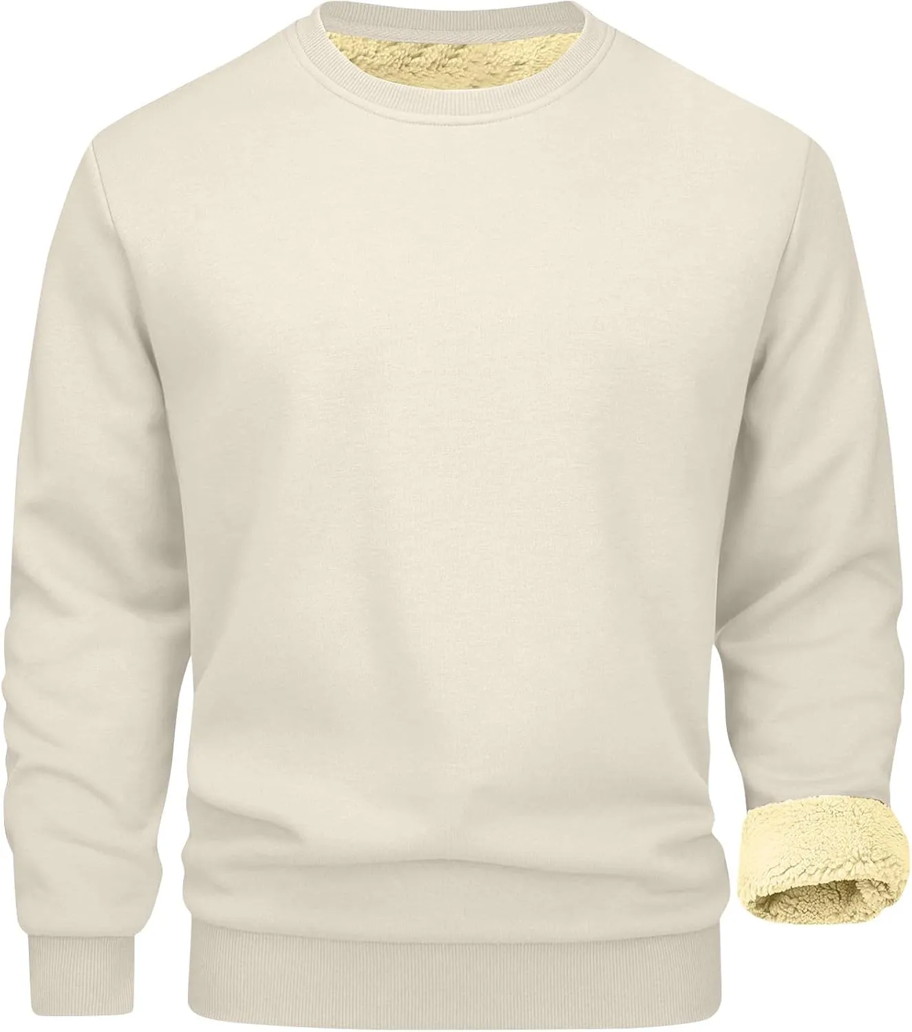 Binmer Men's Crewneck Sweatshirt Winter Warm Sherpa Lined Pullover Tops Plus Size Fleece Thermal Sweater for Cold Weather