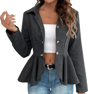 Blazers for Women Business Casual Business Ladies Jacket Buttonn Prtite Trendy Blazer Loose With Pockets Jacket