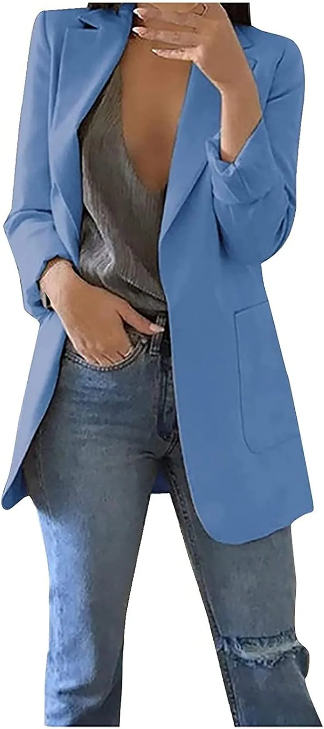 Blazers For Women Trendy Dressy Suit Jackets, Winter Bussiness Comfy Suit Clothes 2024,Button Open Front Suit Tops