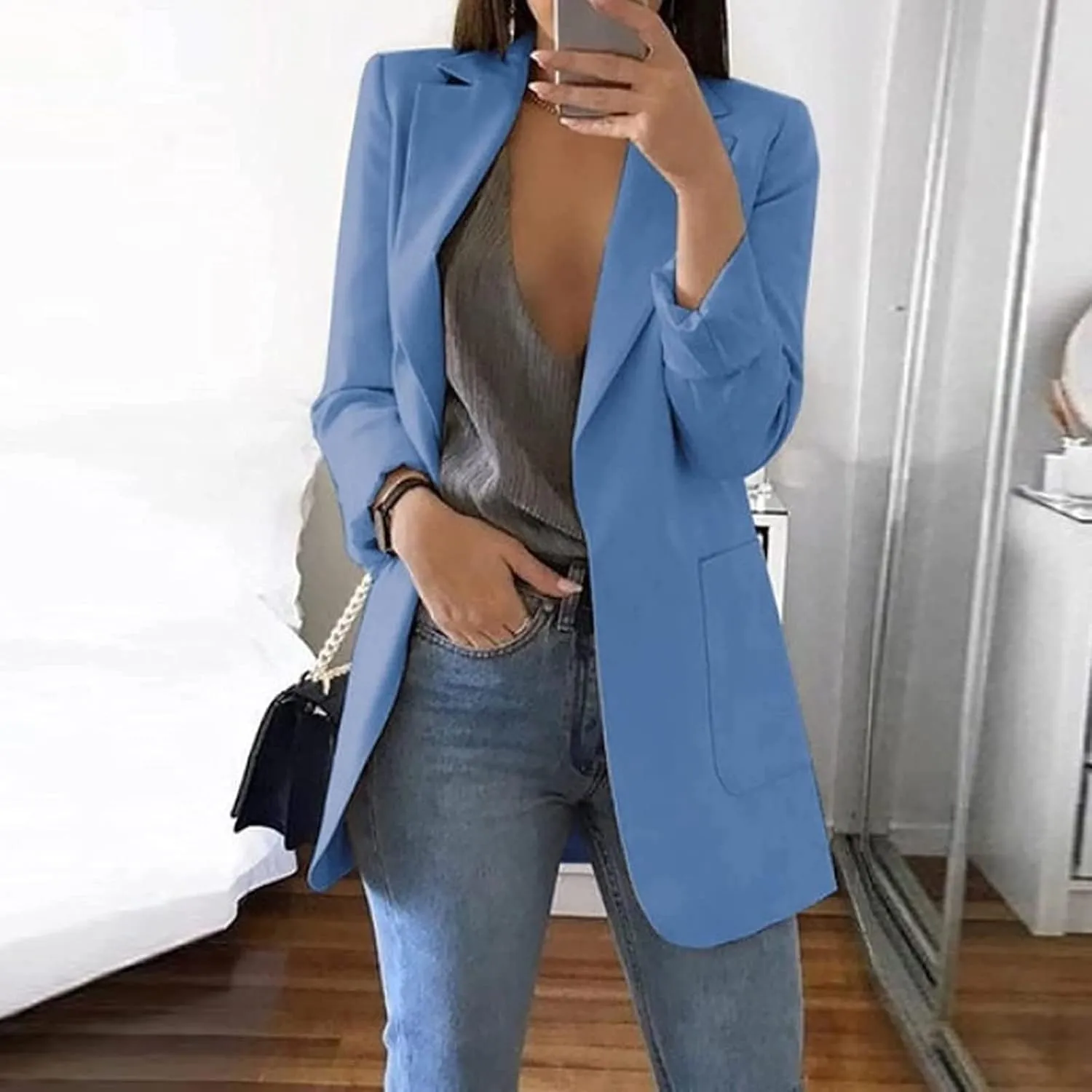 Blazers For Women Trendy Dressy Suit Jackets, Winter Bussiness Comfy Suit Clothes 2024,Button Open Front Suit Tops