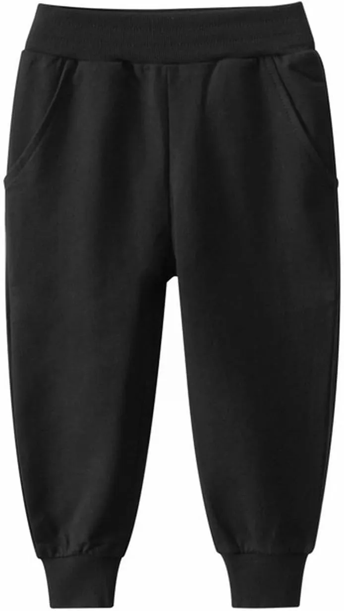 Boys Girls Joggers Basic Solid Color Trousers Kids Casual Fashion Pull on Sweatpants with Pockets Activewear