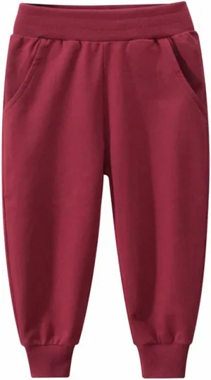 Boys Girls Joggers Basic Solid Color Trousers Kids Casual Fashion Pull on Sweatpants with Pockets Activewear