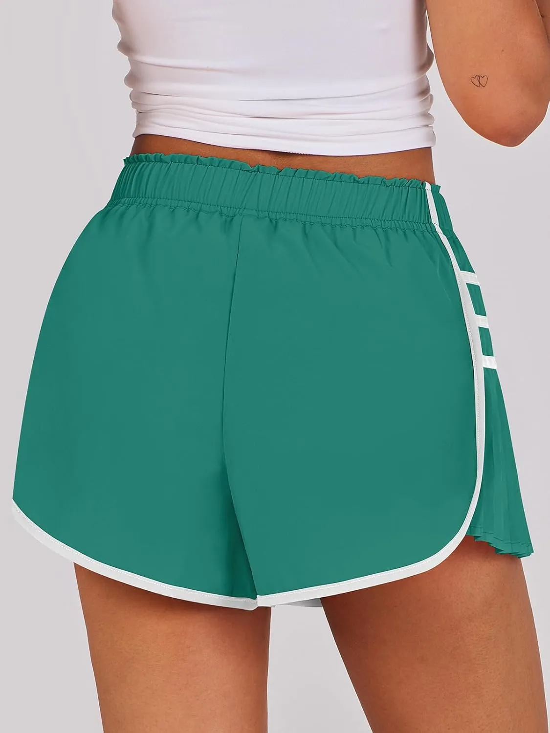 Caracilia Women Running Shorts Flowy Pleated Athletic Shorts Summer High Waisted Tennis Sporty Workout Gym Shorts