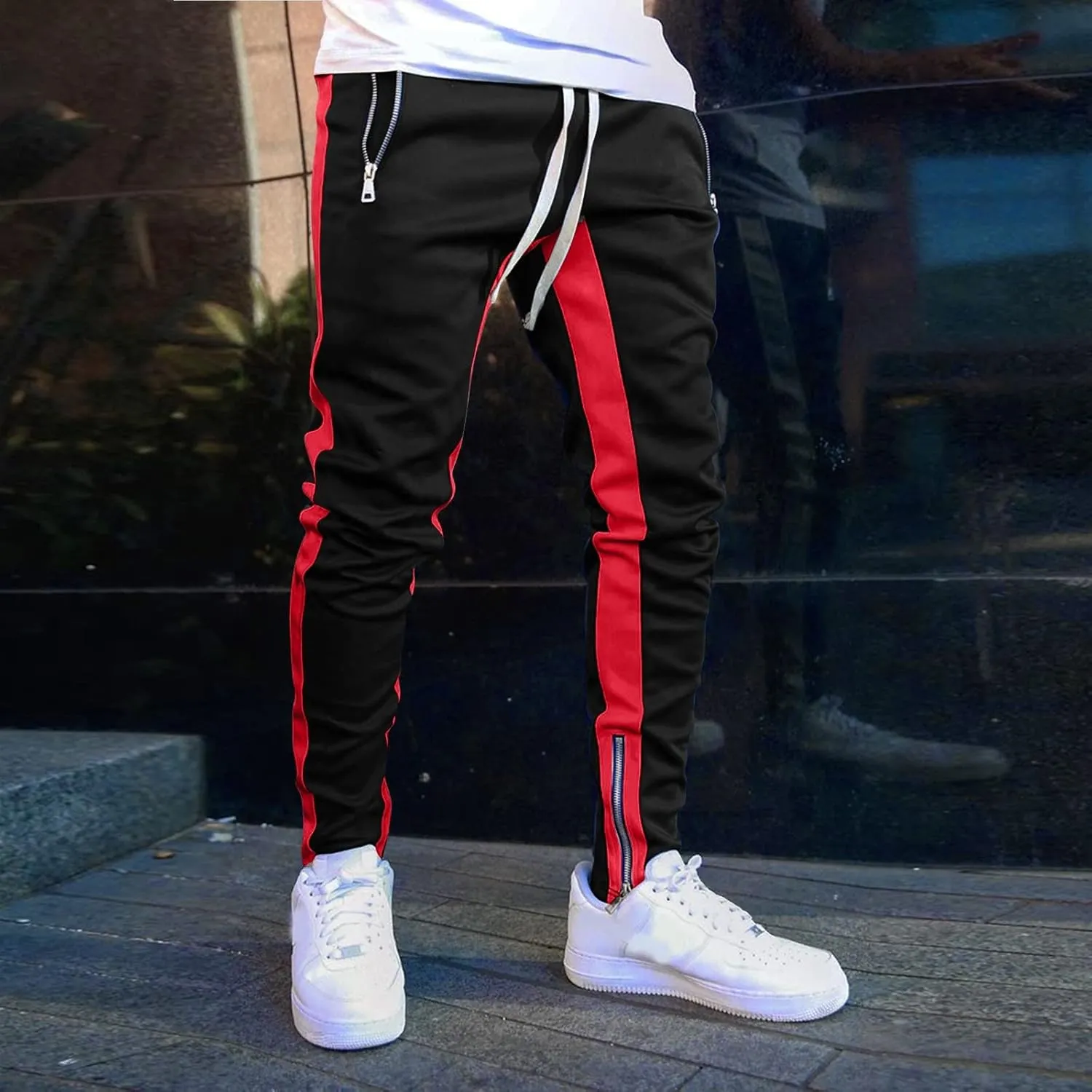 Cargo Pants for Men Relaxed Fit Drawstring Work Joggers with Pockets Mens Casual Pants Stretch Slim Fit Workout Pants