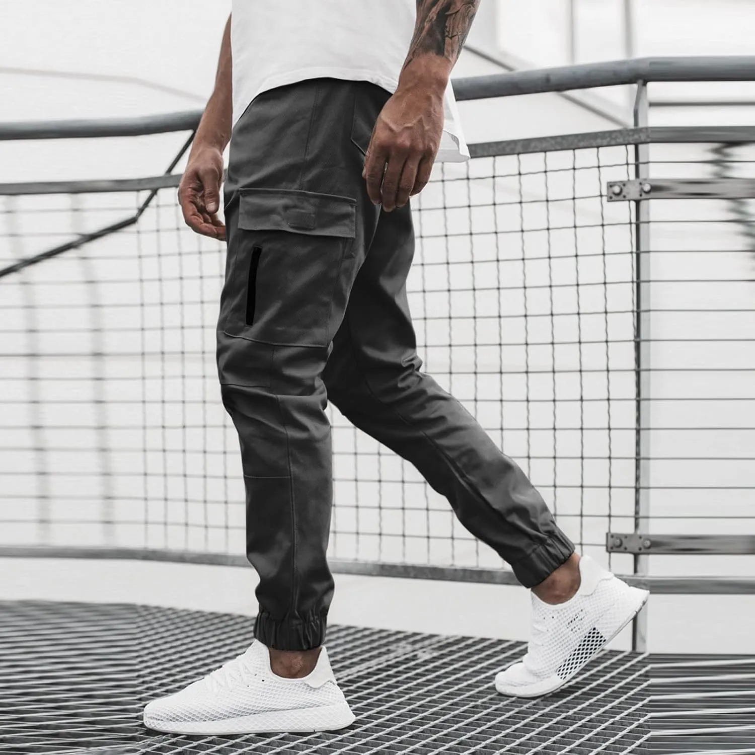 Cargo Pants for Men Relaxed Fit Jogger Sweatpants with Pockets Mens Heavyweight Fleece Cargo Sweatpants Fashion Sport