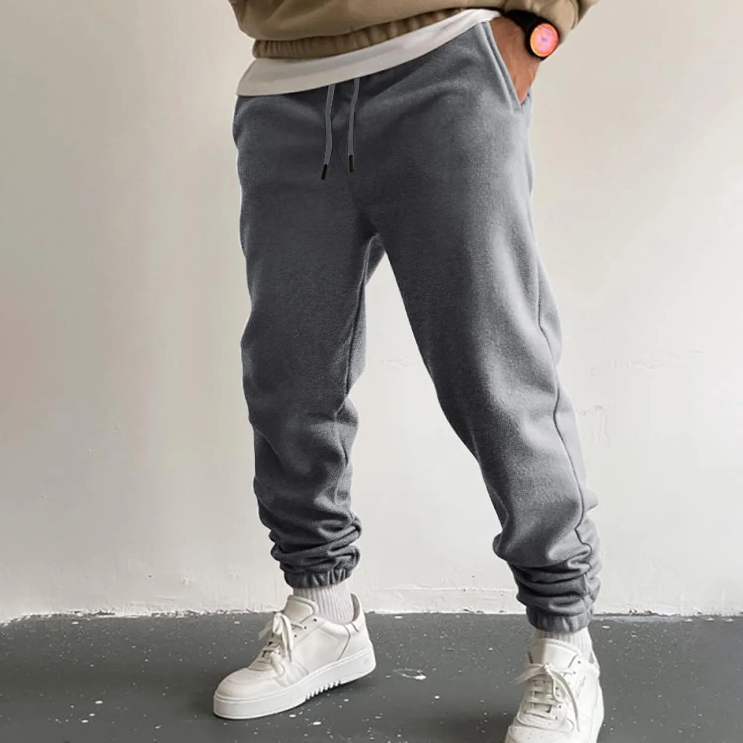 Cargo Pants for Men Relaxed Fit Pant Mens Fleece Active Athletic Workout Jogger Sweatpants for Men with Zipper Pocket