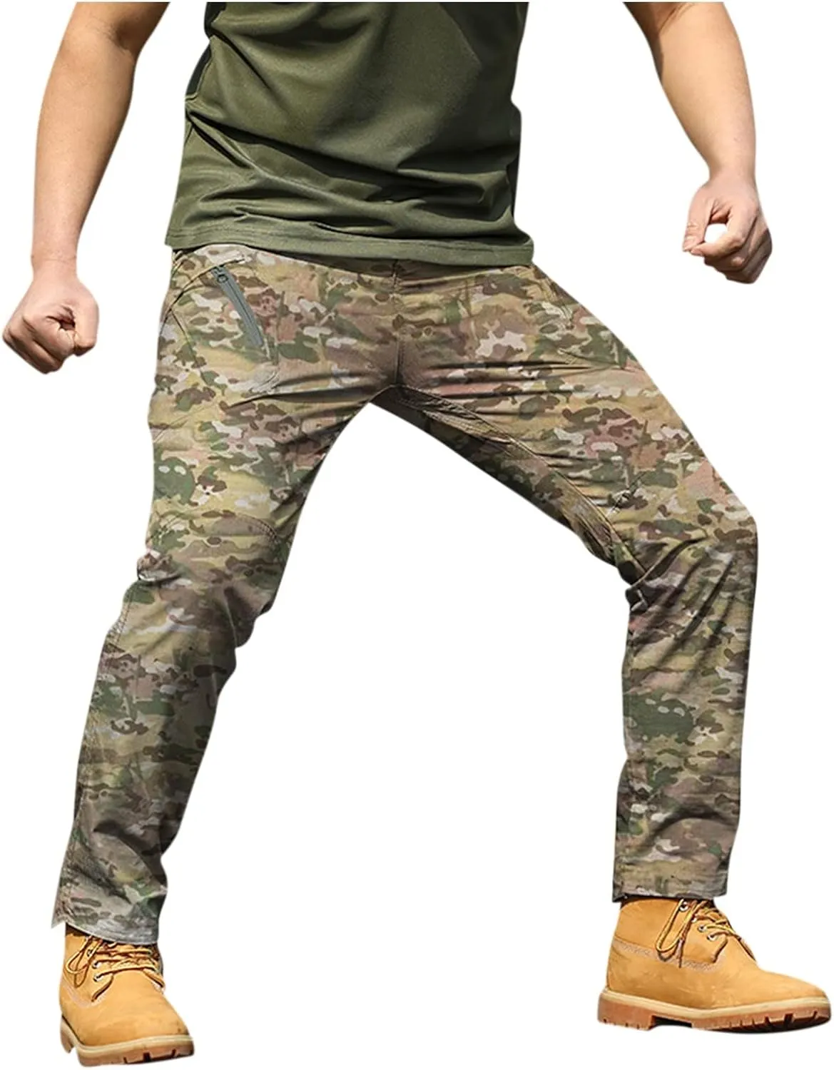 Carpenter Pants for Men Relaxed Fit Stretch Tactical Pants Flex Baggy Camo Hunting Pants Ripstop Camouflage Pants