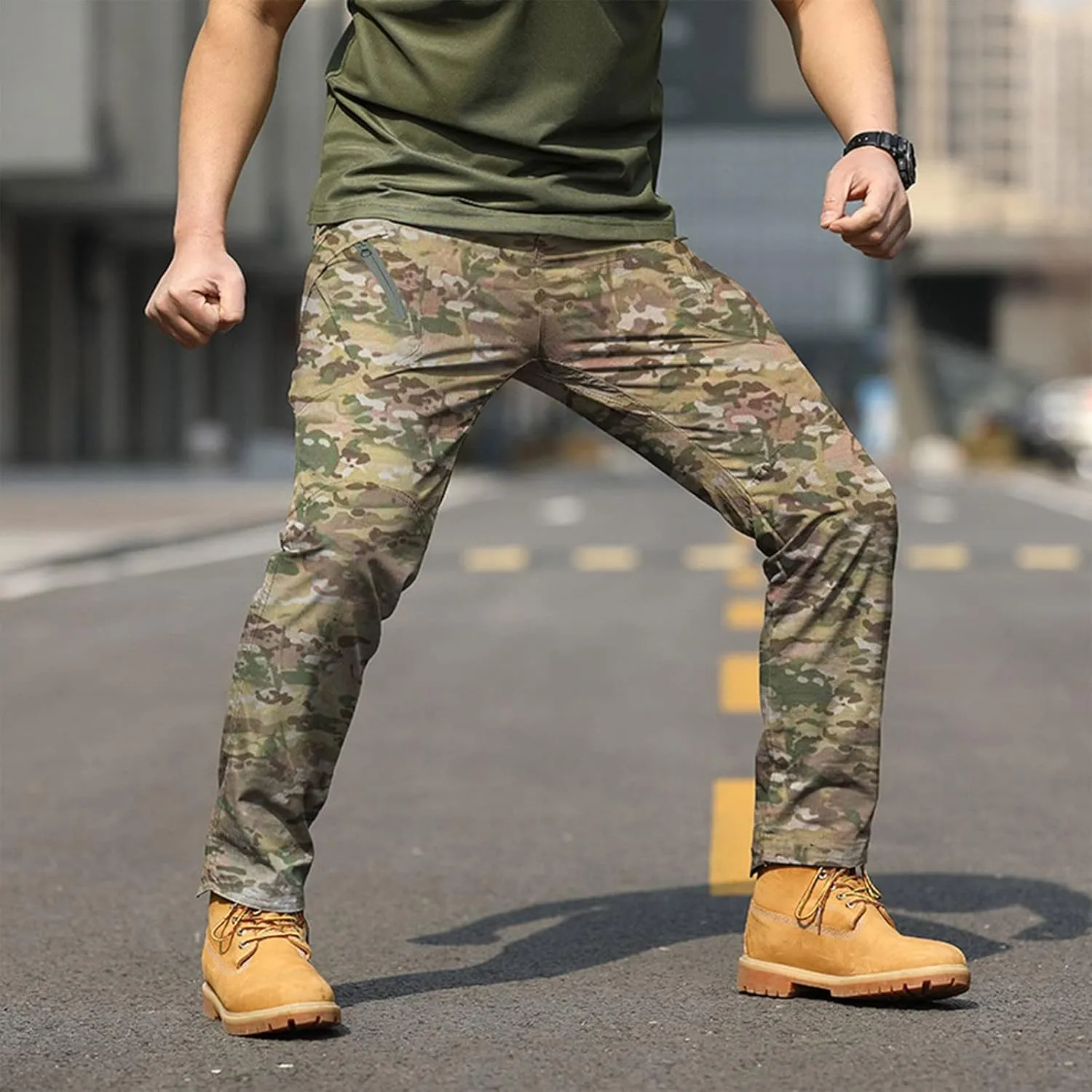Carpenter Pants for Men Relaxed Fit Stretch Tactical Pants Flex Baggy Camo Hunting Pants Ripstop Camouflage Pants