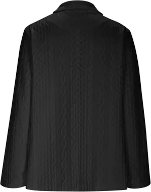 Casual Jackets for Women Knitted Jacquard Textured Long Sleeve Lapel Neck One Button Trendy Spring Summer Outfits