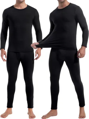 CL convallaria 2 Pack Long Johns Thermal Underwear for Men Soft Fleece Lined Base Layer Cold Weather Set XS-4XL