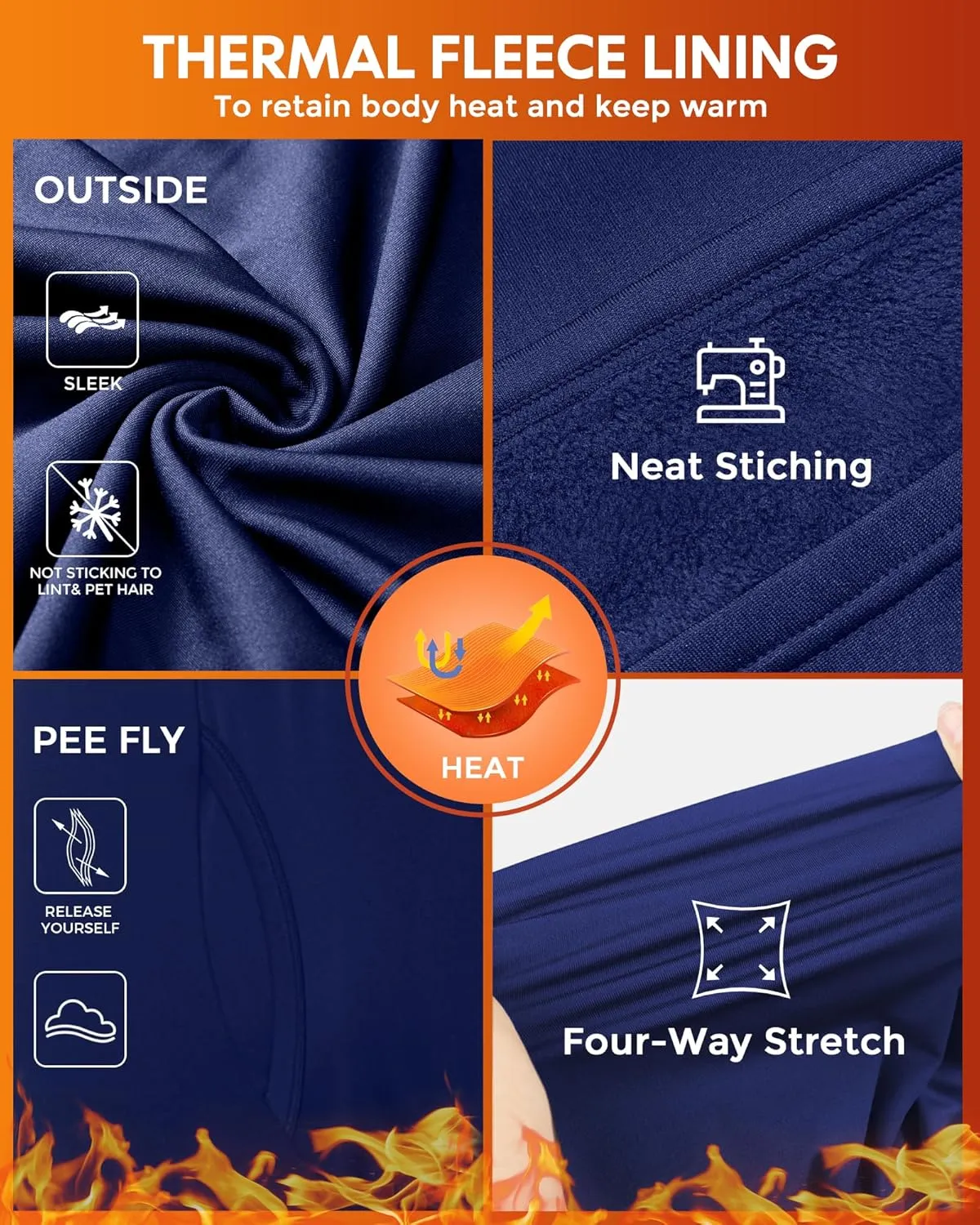 CL convallaria 2 Pack Long Johns Thermal Underwear for Men Soft Fleece Lined Base Layer Cold Weather Set XS-4XL