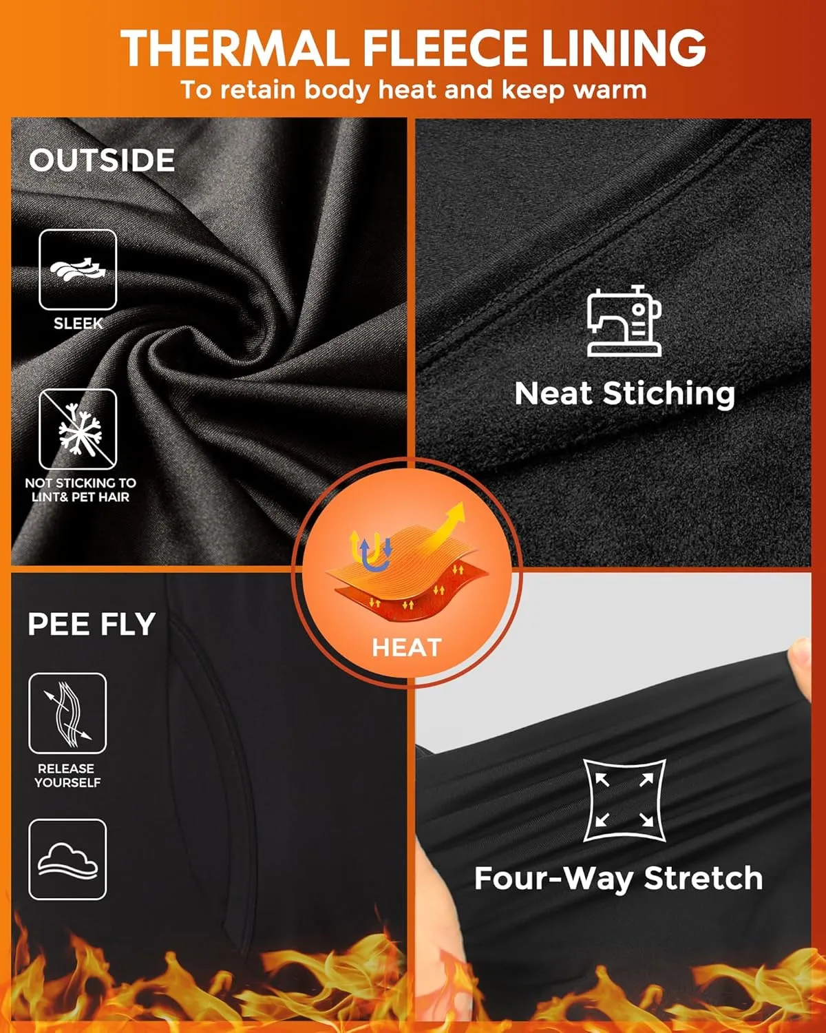 CL convallaria 2 Pack Long Johns Thermal Underwear for Men Soft Fleece Lined Base Layer Cold Weather Set XS-4XL