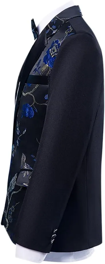 Cloudstyle Mens Suits One Button Floral Blazer 2-Piece Wedding Suits Jacket and Pants