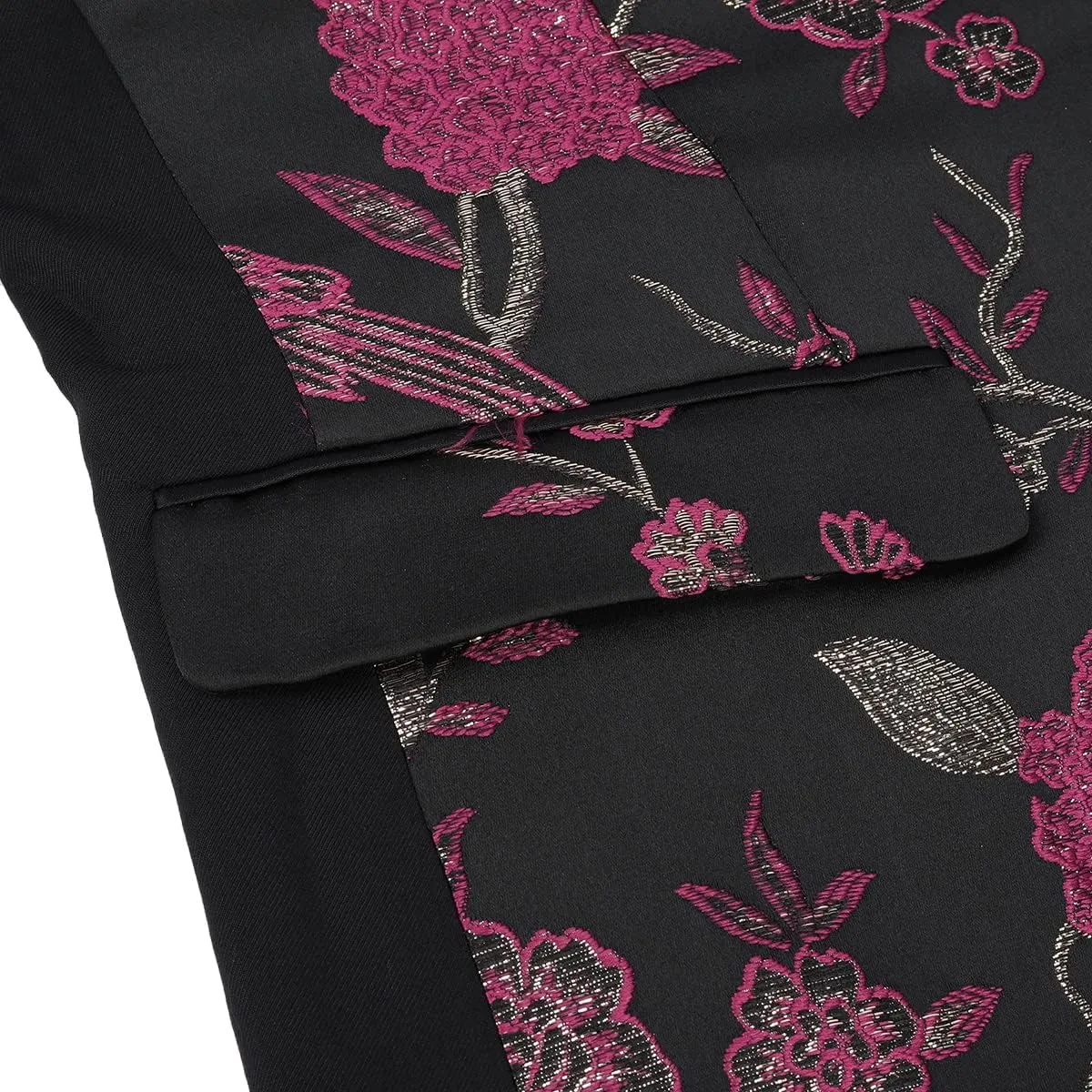 Cloudstyle Mens Suits One Button Floral Blazer 2-Piece Wedding Suits Jacket and Pants