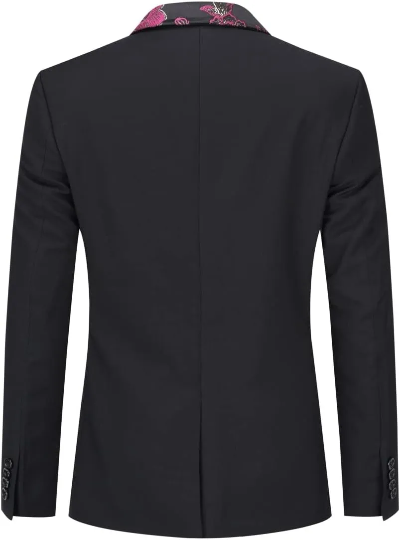 Cloudstyle Mens Suits One Button Floral Blazer 2-Piece Wedding Suits Jacket and Pants