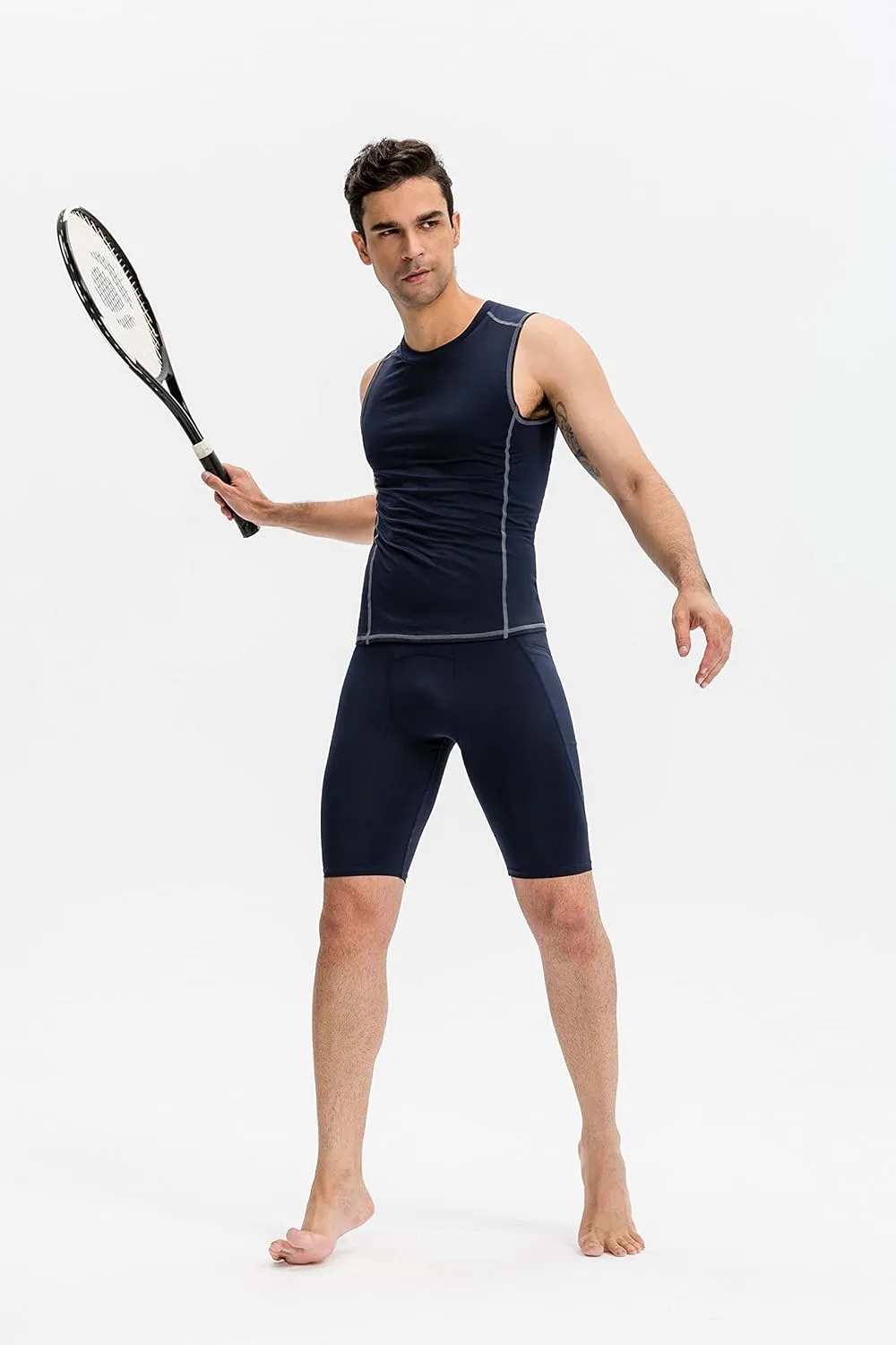 Compression Shorts for Men Pocket Compression Spandex Underwear Shorts Running Workout Athletic