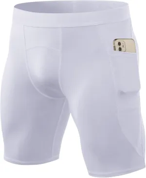 Compression Shorts for Men Pocket Compression Spandex Underwear Shorts Running Workout Athletic