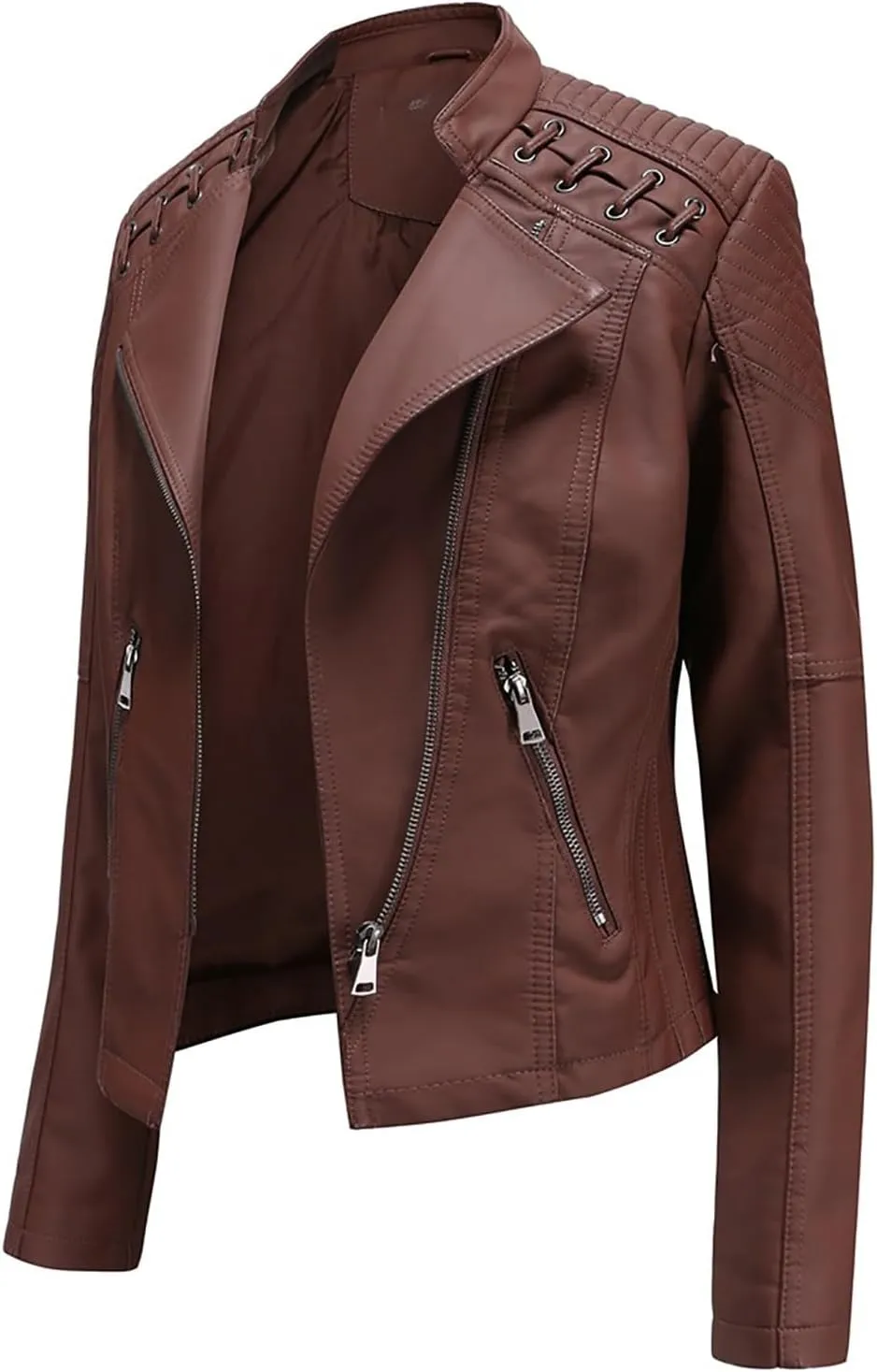 cooki Leather Jackets Womens Zip Up Moto Biker Jacket Stand Collar Casual Short Jackets Winter Bomber Jackets