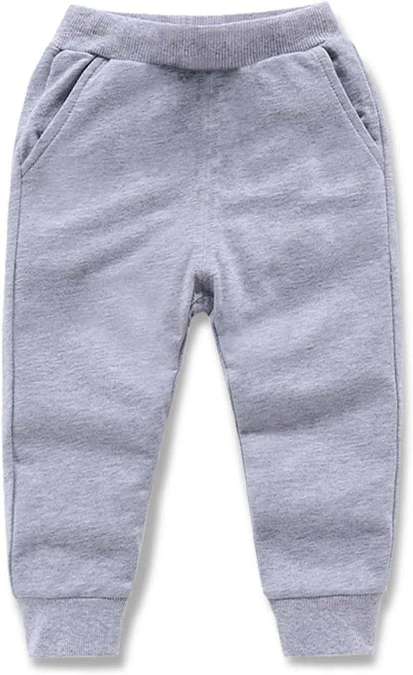 Cotton Athletic Pants Kids Elastic Waistband Joggers Pockets Stretchy Sweatpants Girls Girls Casual Gym Activewear