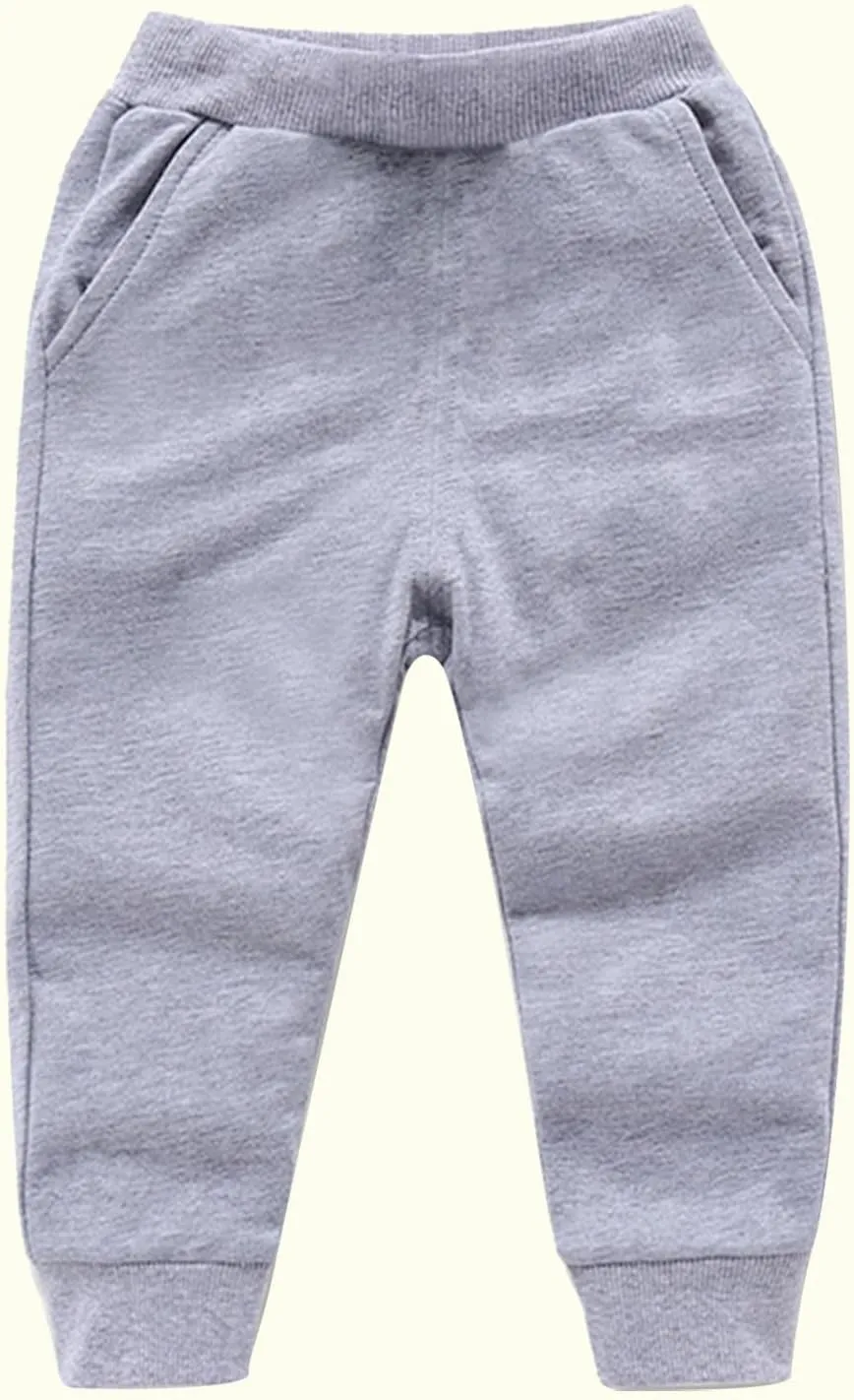 Cotton Athletic Pants Kids Elastic Waistband Joggers Pockets Stretchy Sweatpants Girls Girls Casual Gym Activewear