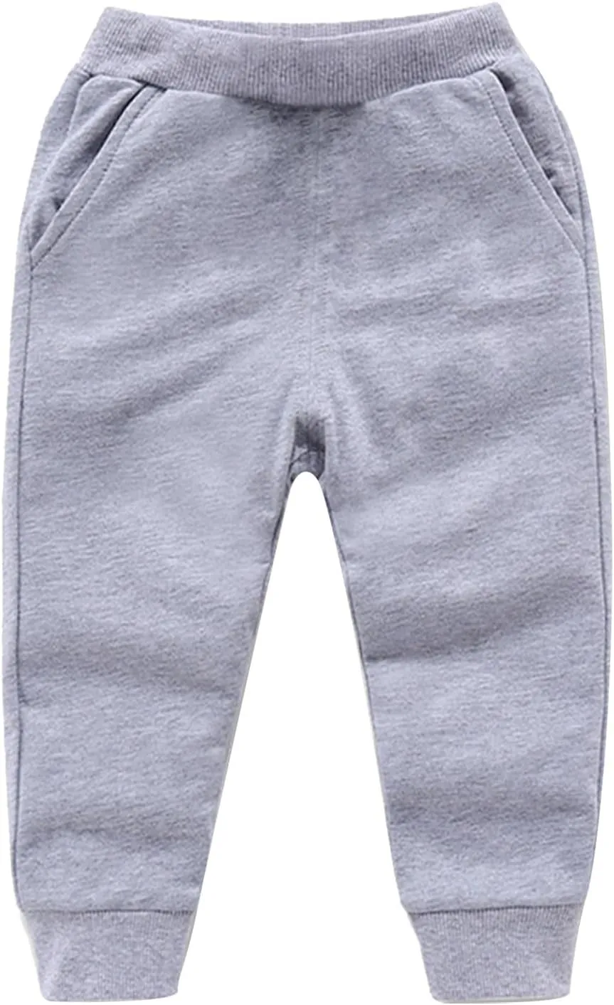 Cotton Athletic Pants Kids Elastic Waistband Joggers Pockets Stretchy Sweatpants Girls Girls Casual Gym Activewear