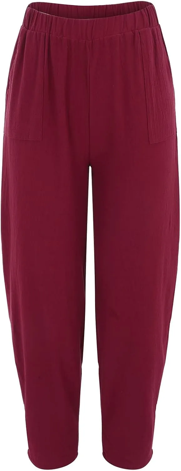 Cotton Pants For Women Long Pants Waist Casual Loose Trousers Pants Pants Boho Lounge Pants Baggy Palazzo Pants