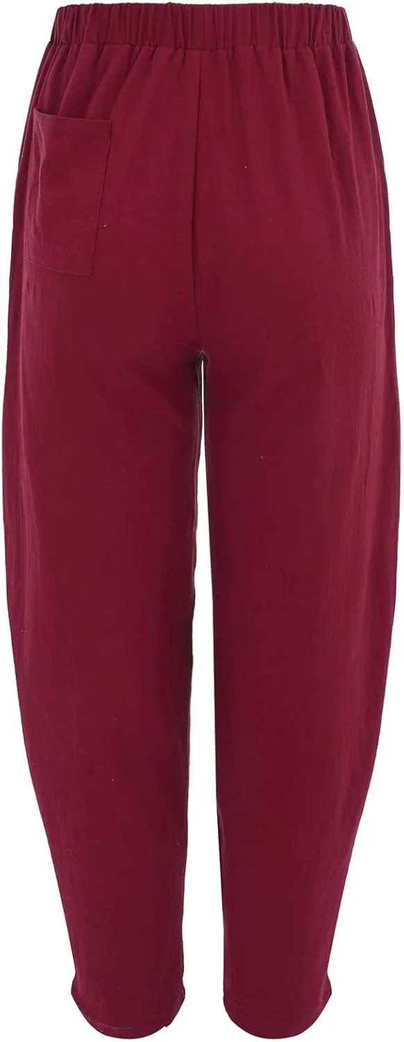 Cotton Pants For Women Long Pants Waist Casual Loose Trousers Pants Pants Boho Lounge Pants Baggy Palazzo Pants