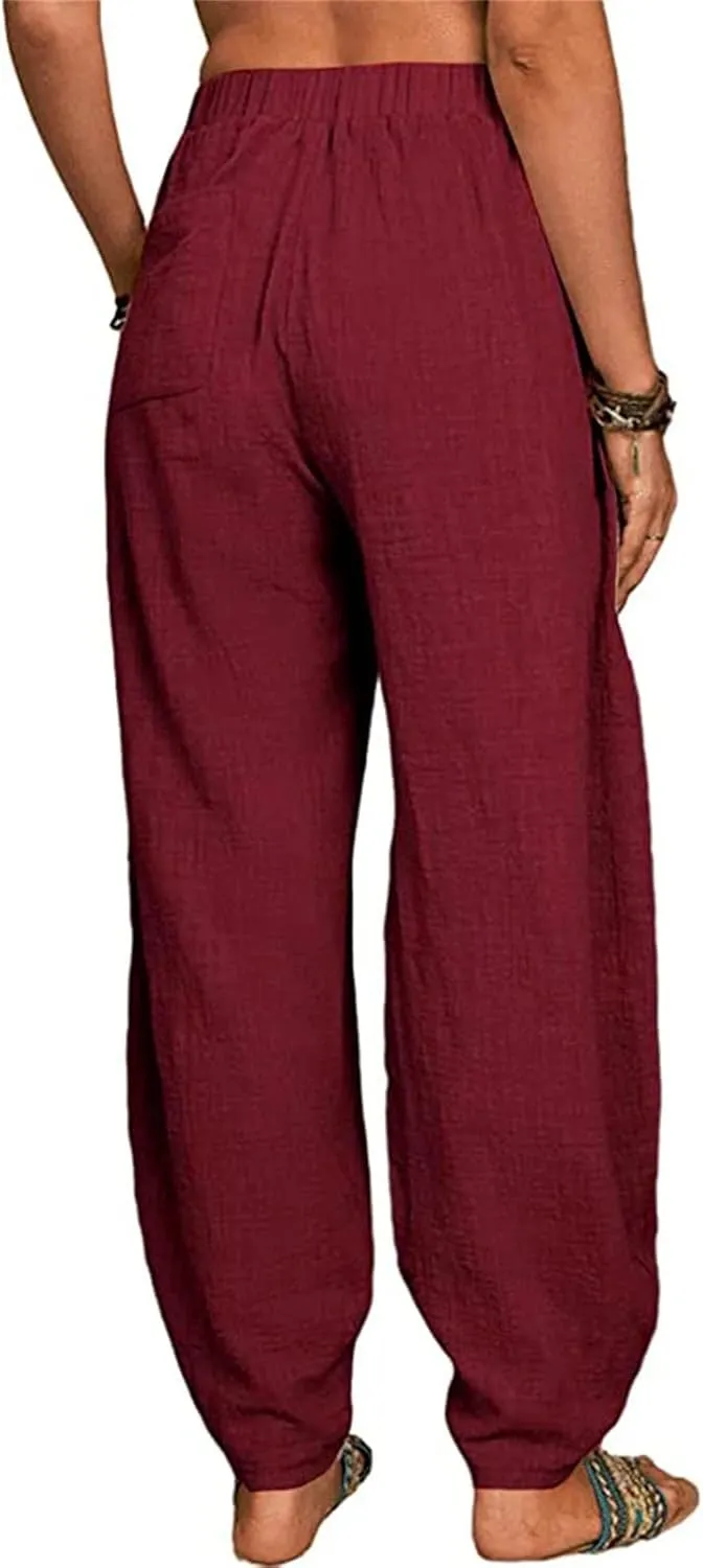 Cotton Pants For Women Long Pants Waist Casual Loose Trousers Pants Pants Boho Lounge Pants Baggy Palazzo Pants
