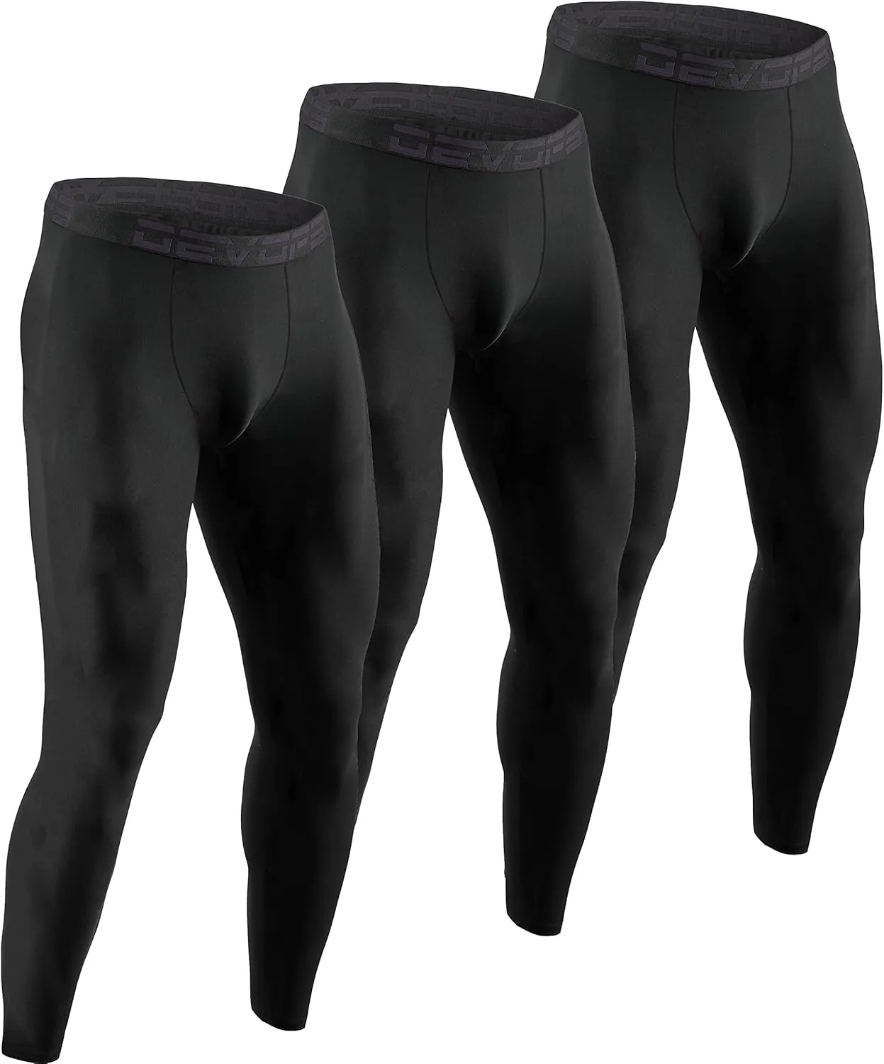 DEVOPS 2 or 3 Pack Men's Thermal Compression Pants, Athletic Leggings Base Layer Bottoms