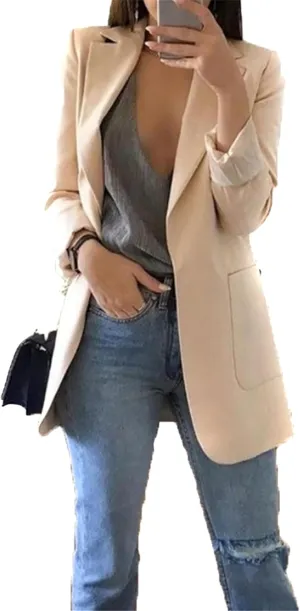 DIACACY Women’s Open Front Long Sleeve Blazers Jacket Solid Color Plus Size Comfy Blazers