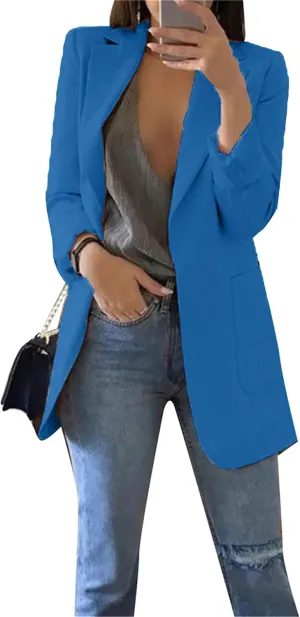 DIACACY Women’s Open Front Long Sleeve Blazers Jacket Solid Color Plus Size Comfy Blazers