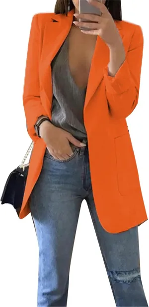 DIACACY Womens Open Front Long Sleeve Blazers Jacket Solid Color Plus Size Comfy Blazers