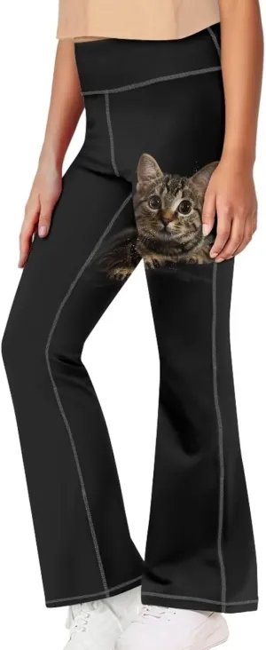 DISNIMO Girls Activewear Flare Leggings Wide Leg Yoga Pants Full Length Dance Tights School Uniform