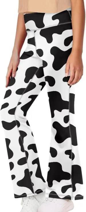 DISNIMO Girls Activewear Flare Leggings Wide Leg Yoga Pants Full Length Dance Tights School Uniform